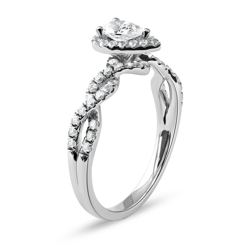 0.75 CT. T.W. Pear-Shaped Frame Twist Shank Engagement Ring in 10K White Gold (I/I1)