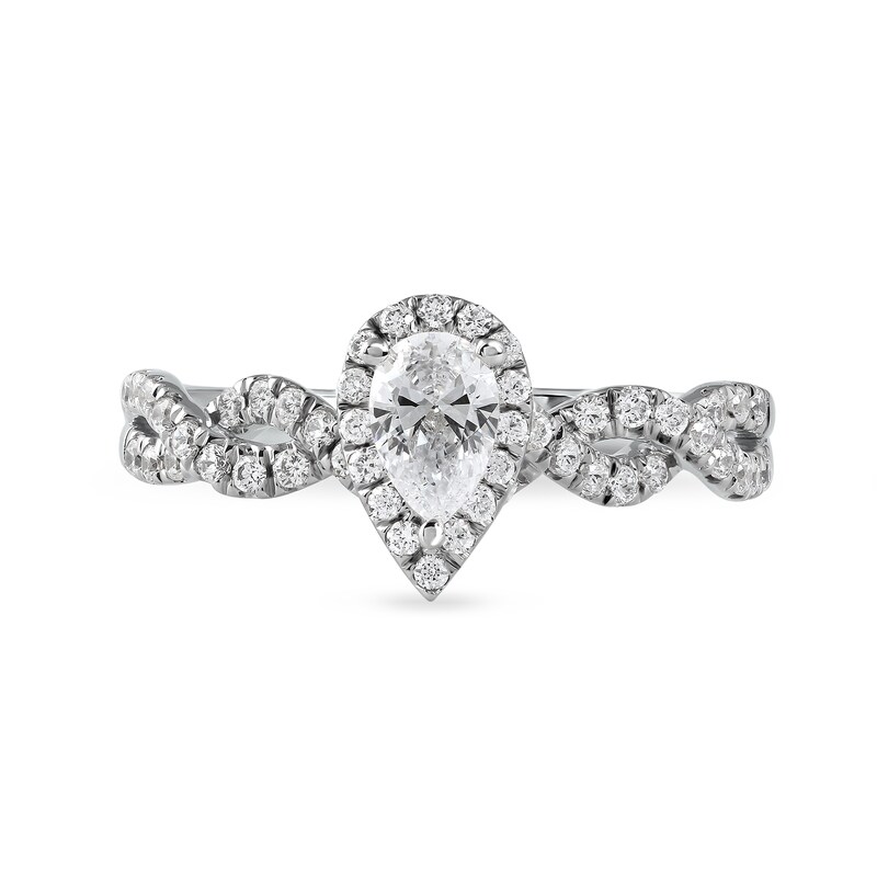 0.75 CT. T.W. Pear-Shaped Frame Twist Shank Engagement Ring in 10K White Gold (I/I1)