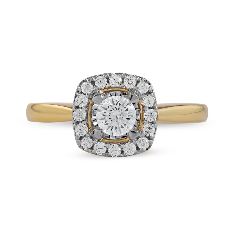 0.50 CT. T.W. Diamond Cushion Frame Engagement Ring in 10K Gold (J/I3)