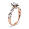 Thumbnail Image 1 of 0.75 CT. T.W. Pear-Shaped Diamond Frame Twist Shank Engagement Ring in 10K Rose Gold (I/I1)