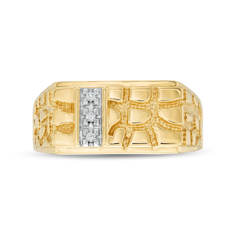 Main Image 4 of Men's Diamond Accent Rectangle-Top Nugget Ring in 10K Gold