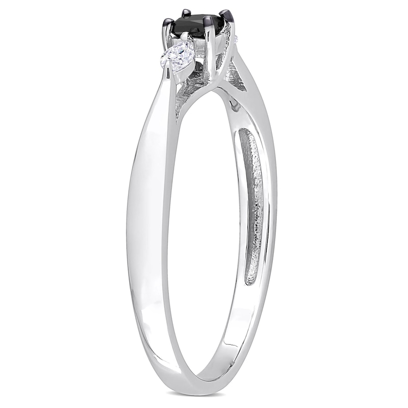 0.25 CT. T.W. Black Enhanced and White Diamond Promise Ring in 10K White Gold