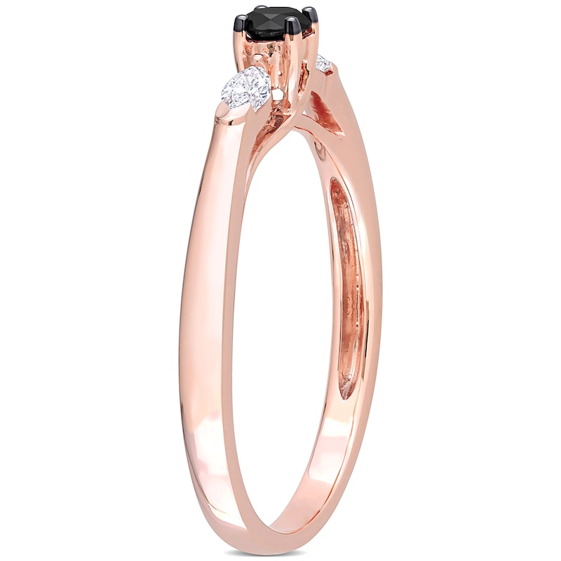 0.24 CT. T.W. Black Enhanced and White Diamond Promise Ring in 10K Rose Gold
