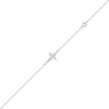 Thumbnail Image 1 of 0.04 CT. T.W. Diamond Sideways Cross Anklet in Sterling Silver and 10K Rose Gold – 10"