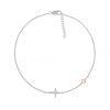 Thumbnail Image 2 of 0.04 CT. T.W. Diamond Sideways Cross Anklet in Sterling Silver and 10K Rose Gold – 10"