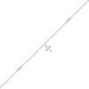 Thumbnail Image 1 of 0.04 CT. T.W. Diamond Cross Anklet in Sterling Silver – 10"