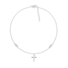 Thumbnail Image 2 of 0.04 CT. T.W. Diamond Cross Anklet in Sterling Silver – 10"