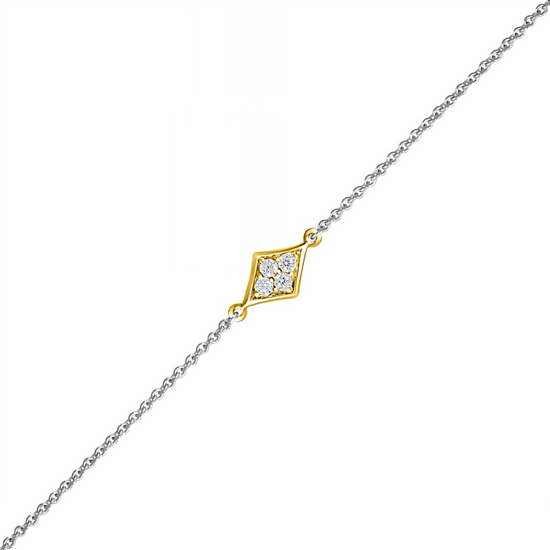 Main Image 1 of 0.04 CT. T.W. Diamond Kite Frame Anklet in Sterling Silver and 14K Gold Plate – 10&quot;