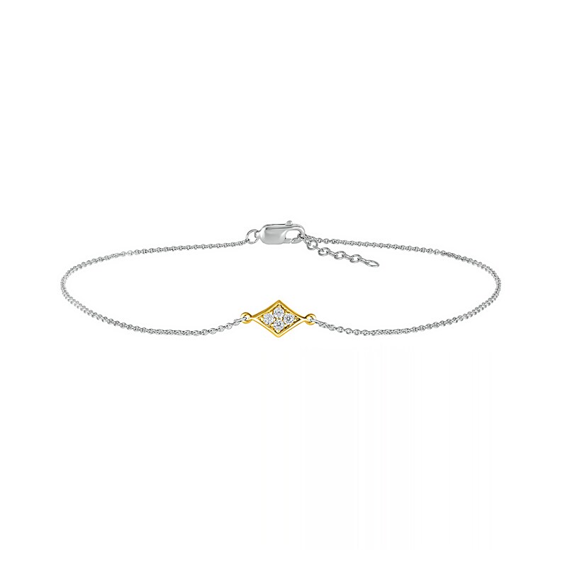 Main Image 2 of 0.04 CT. T.W. Diamond Kite Frame Anklet in Sterling Silver and 14K Gold Plate – 10&quot;