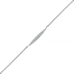 0.085 CT. T.W. Diamond Elongated Oval Anklet in Sterling Silver – 10&quot;