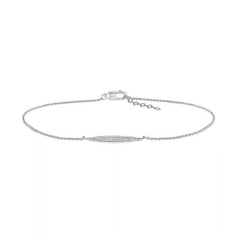 0.085 CT. T.W. Diamond Elongated Oval Anklet in Sterling Silver – 10"