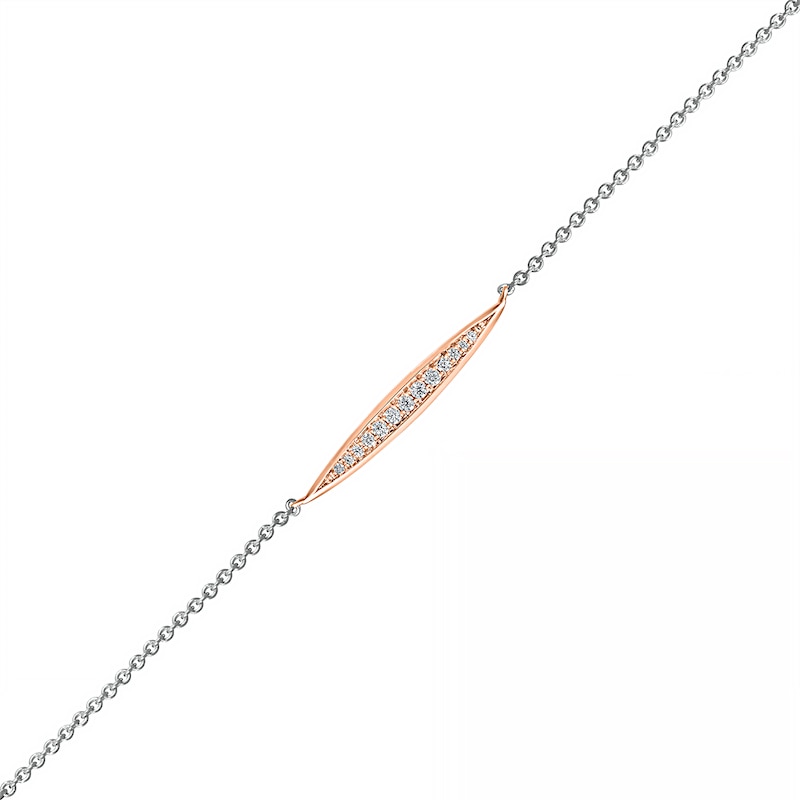 0.085 CT. T.W. Diamond Elongated Oval Anklet in Sterling Silver with 14K Rose Gold Plate – 10"|Peoples Jewellers