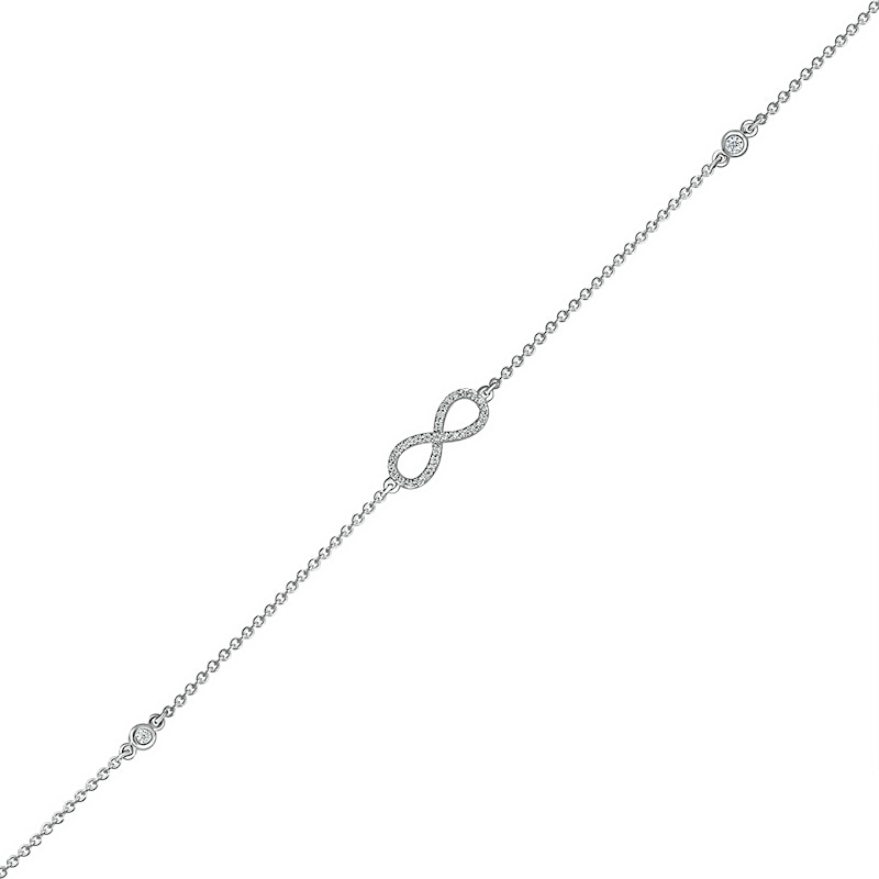 0.085 CT. T.W. Diamond Infinity Anklet in Sterling Silver – 10"