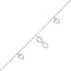 Thumbnail Image 1 of 0.04 CT. T.W. Diamond Infinity Heart Anklet in Sterling Silver and 10K Rose Gold – 10"