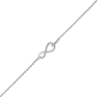 Diamond Accent Infinity Anklet in Sterling Silver – 10"