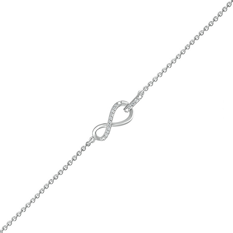Main Image 1 of Diamond Accent Infinity Anklet in Sterling Silver – 10"