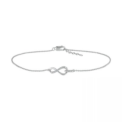 Diamond Accent Infinity Anklet in Sterling Silver – 10"