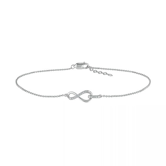 Diamond Accent Infinity Anklet in Sterling Silver – 10"
