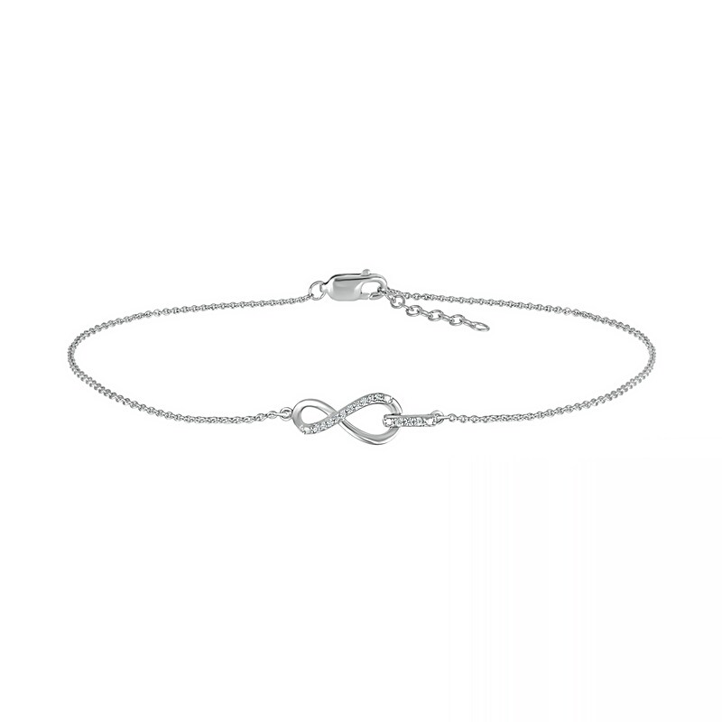 Main Image 2 of Diamond Accent Infinity Anklet in Sterling Silver – 10"