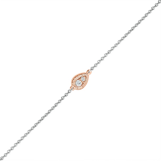 0.04 CT. T.W. Composite Teardrop Anklet in Sterling Silver and 10K Rose Gold – 10"