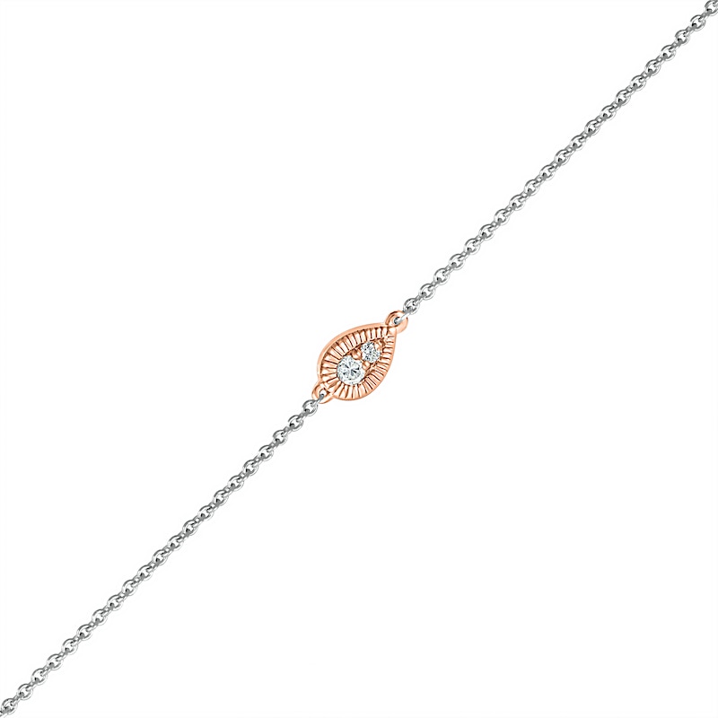 0.04 CT. T.W. Composite Teardrop Anklet in Sterling Silver and 10K Rose Gold – 10"