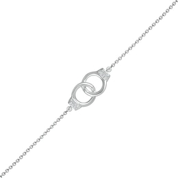 0.04 CT. T.W. Diamond Interlocking Circle Anklet in Sterling Silver – 10"
