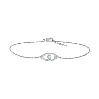 0.04 CT. T.W. Diamond Interlocking Circle Anklet in Sterling Silver – 10"