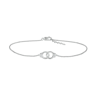 0.04 CT. T.W. Diamond Interlocking Circle Anklet in Sterling Silver – 10"