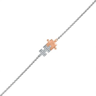 0.04 CT. T.W. Diamond Puzzle Piece Anklet in Sterling Silver and 10K Rose Gold – 10"