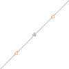 Thumbnail Image 1 of Diamond Accent Heart Station Anklet in Sterling Silver and 10K Rose Gold – 10"