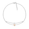 Thumbnail Image 2 of 0.04 CT. T.W. Diamond Double Layer Heart Anklet in Sterling Silver and 10K Rose Gold – 10"