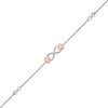 Thumbnail Image 1 of 0.04 CT. T.W. Diamond Infinity Heart Anklet in Sterling Silver and 10K Rose Gold – 10"