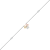 Thumbnail Image 1 of 0.04 CT. T.W. Diamond Triple Heart Anklet in Sterling Silver and 10K Two-Tone Gold – 10"