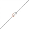 Thumbnail Image 1 of Diamond Accent Double Heart Anklet in Sterling Silver and 10K Rose Gold – 10"