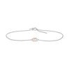 Thumbnail Image 2 of Diamond Accent Double Heart Anklet in Sterling Silver and 10K Rose Gold – 10"