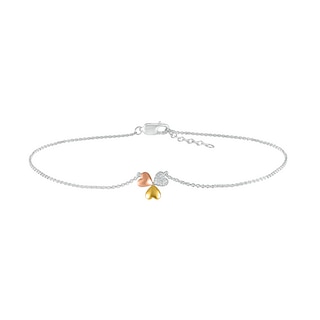 Diamond Accent Triple Heart Anklet in Sterling Silver and 10K Two-Tone Gold – 10"