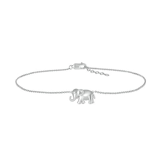 Diamond Accent Elephant Anklet in Sterling Silver – 10"