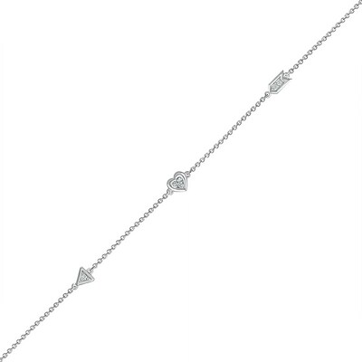 0.04 CT. T.W. Diamond Heart Arrow Anklet in Sterling Silver – 10"