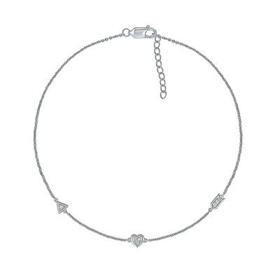 0.04 CT. T.W. Diamond Heart Arrow Anklet in Sterling Silver – 10"