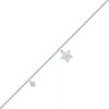 Thumbnail Image 1 of Diamond Accent Flower Anklet in Sterling Silver – 10"