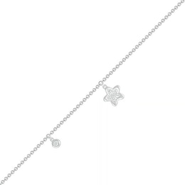 Diamond Accent Flower Anklet in Sterling Silver – 10"