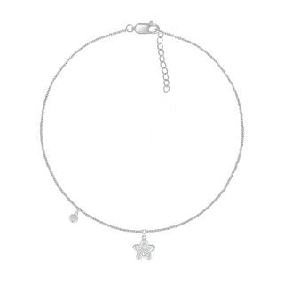 Diamond Accent Flower Anklet in Sterling Silver – 10"