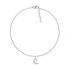 Thumbnail Image 2 of 0.04 CT. T.W. Diamond Crescent Moon and Star Anklet in Sterling Silver – 10"