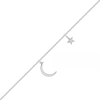 Thumbnail Image 1 of 0.065 CT. T.W. Diamond Crescent Moon and Star Anklet in Sterling Silver – 10"