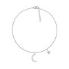 Thumbnail Image 2 of 0.065 CT. T.W. Diamond Crescent Moon and Star Anklet in Sterling Silver – 10"