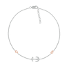 Thumbnail Image 2 of 0.04 CT. T.W. Diamond Heart and Anchor Anklet in Sterling Silver and 10K Rose Gold – 10"