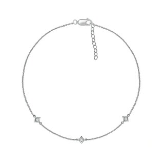 0.04 CT. T.W. Diamond Triple Tilted Square Frame Anklet in Sterling Silver – 10"