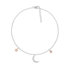 Thumbnail Image 2 of 0.04 CT. T.W. Diamond Crescent Moon and Star Anklet in Sterling Silver and 10K Rose Gold