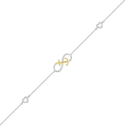 0.04 CT. T.W. Diamond Infinity Anchor Anklet in Sterling Silver and 10K Gold – 10"