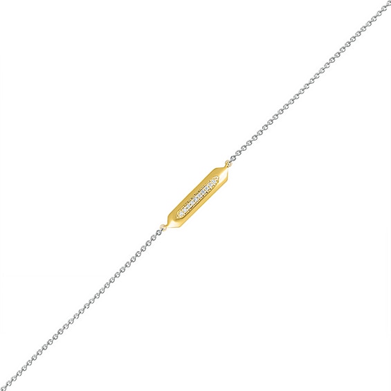 0.04 CT. T.W. Diamond Bar Anklet in Sterling Silver and 10K Gold – 10"